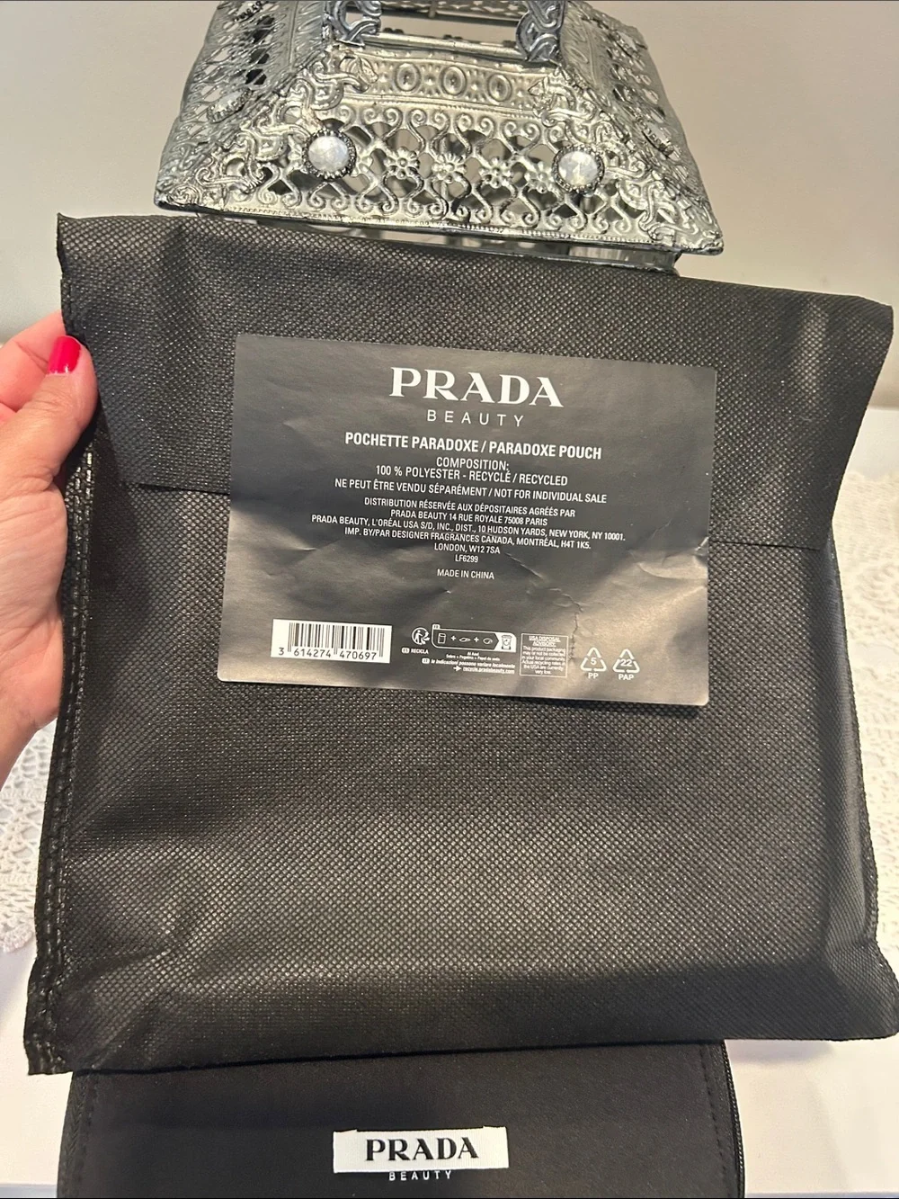 Prada Black and Pink Cosmetic Pouch